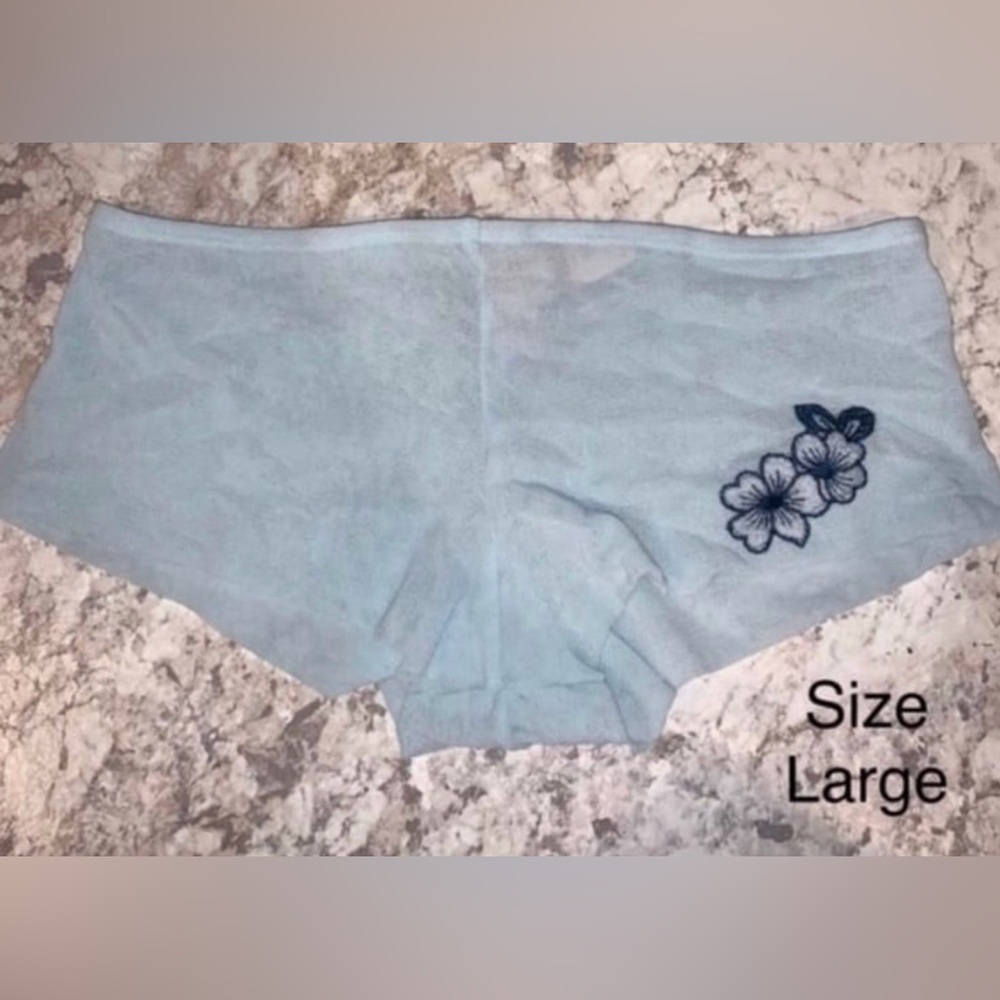 Victoria's Secret Angels Boy Brief panty Floral NWT Large Blue